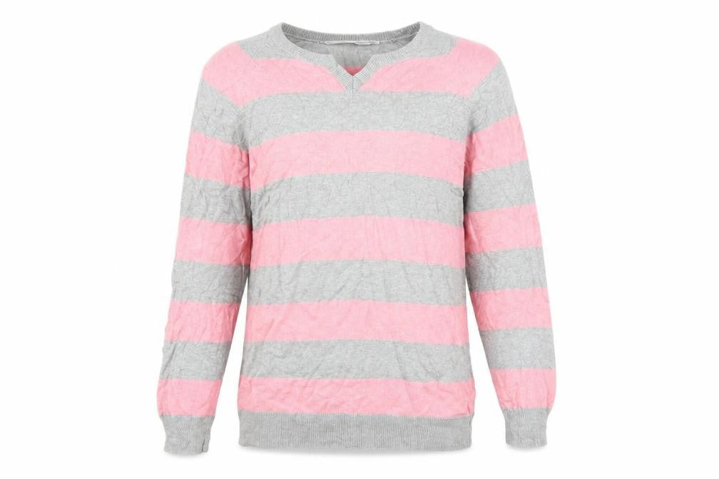 Front view of Burton men’s multicoloured striped pullover sweatshirt, size M