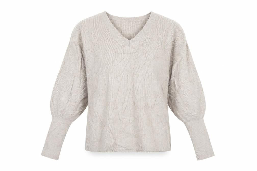 Front view of Marks & Spencer women’s beige jumper, size S