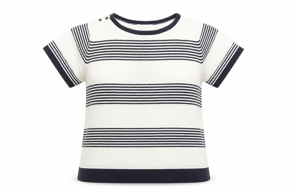 Front view of Classics women’s multicoloured striped jumper, size UK 12