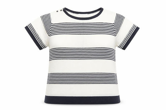 Front view of Classics women’s multicoloured striped jumper, size UK 12