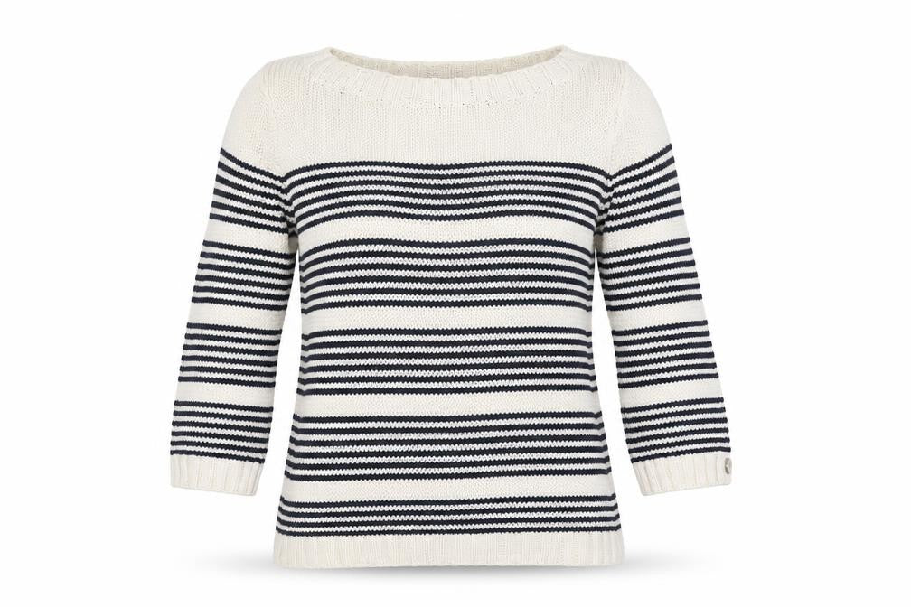 Front view of Preworn women’s multicoloured striped jumper, size M