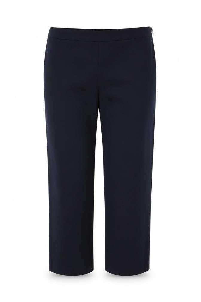 Front view of Marks & Spencer women’s blue trousers, 29-inch leg