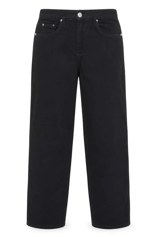 Front view of Vunic women’s black straight jeans, size UK 12, 28-inch leg
