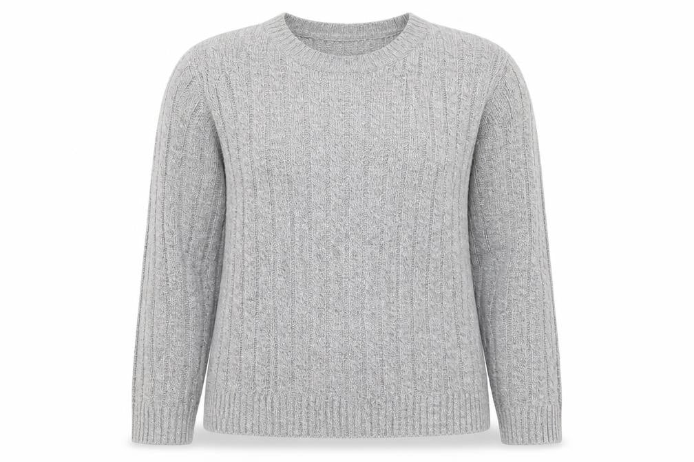 Front view of CHIC women’s grey knit jumper, size M