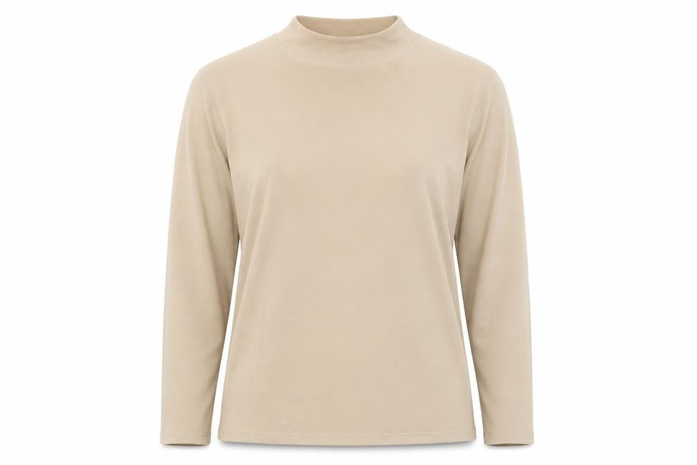 Front view of Alexara women’s beige basic t-shirt, size XL