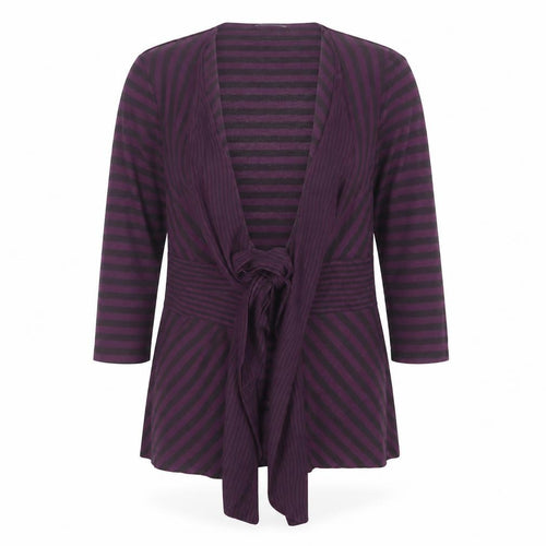 Per Una Womens Purple Striped Knit Cardigan Jumper Size 12