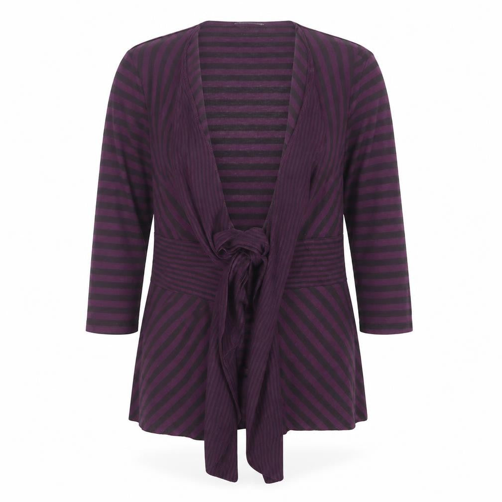 Per Una Womens Purple Striped Knit Cardigan Jumper Size 12