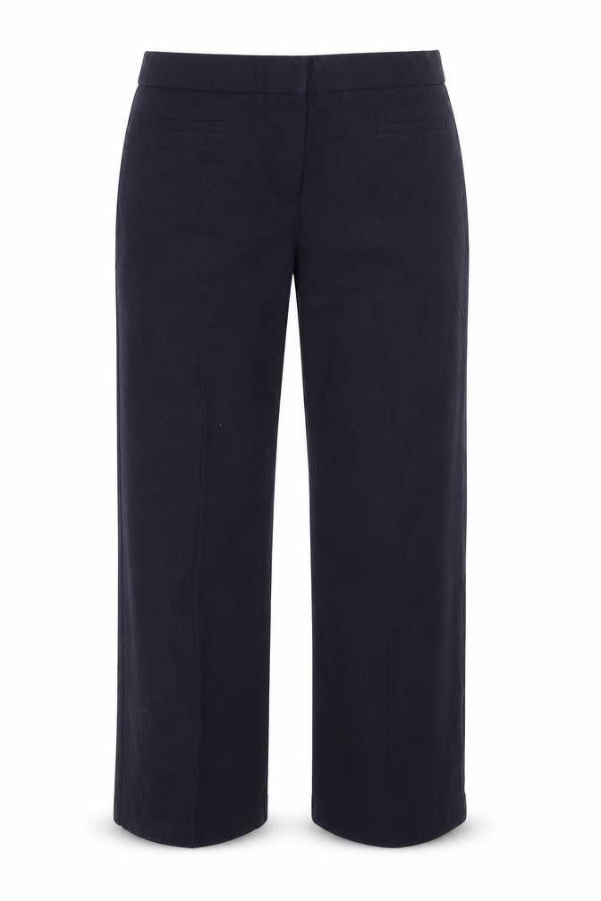 Front view of Magic Fit women’s blue trousers, size UK 36, in, 28.5-inch leg