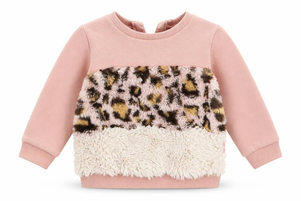 Front view of F&F girls’ pink jumper, size 3-6, months