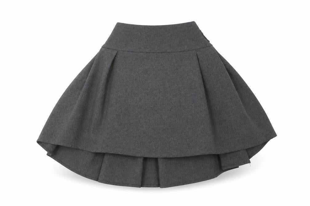 Front view of Peacocks girls’ grey a-line skirt, size 8-9, years