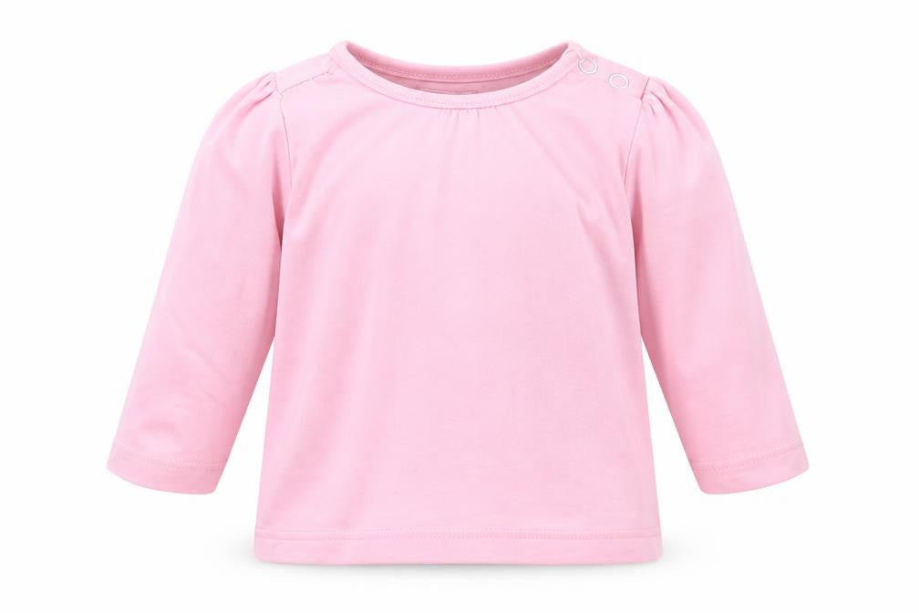 Front view of Tu girls’ pink basic t-shirt, size 0-3, months