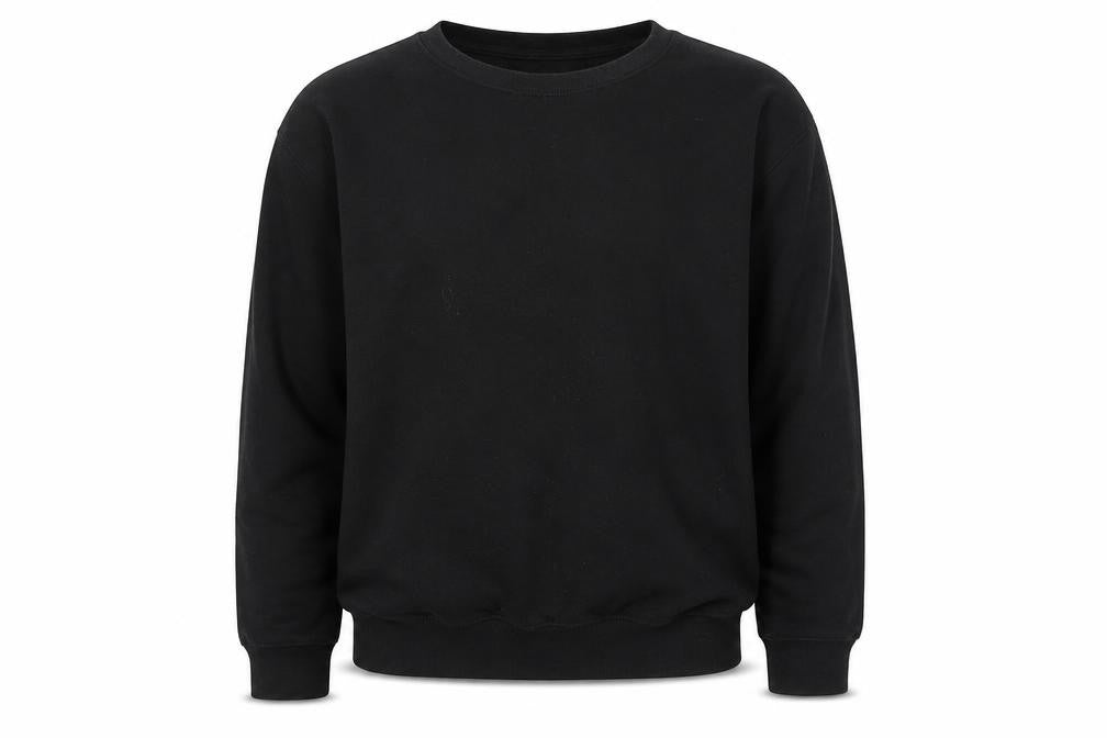 Front view of Hutson Harbour men’s black pullover sweatshirt, size S