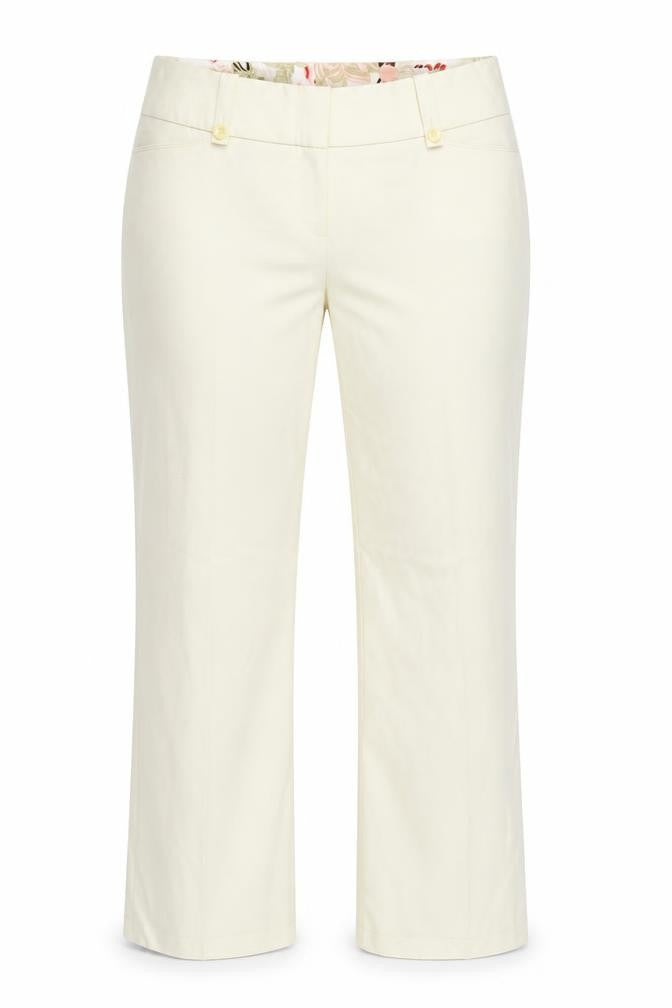 Front view of Illusion women’s beige trousers, size UK 12, 34-inch leg
