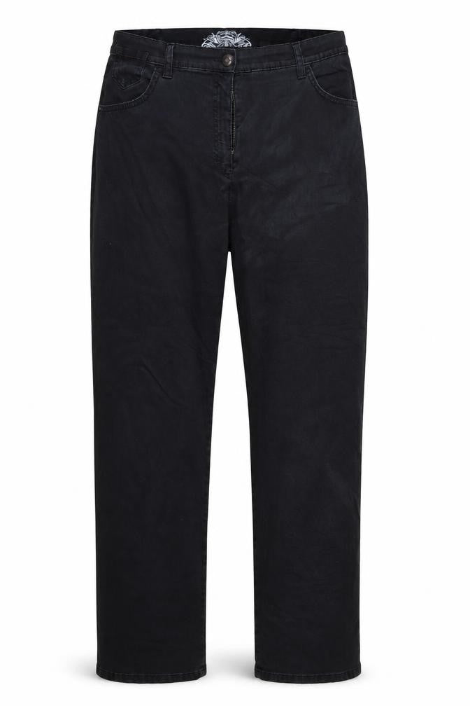 Front view of Raphaël women’s black denim straight jeans, size UK 38, in, 31-inch leg