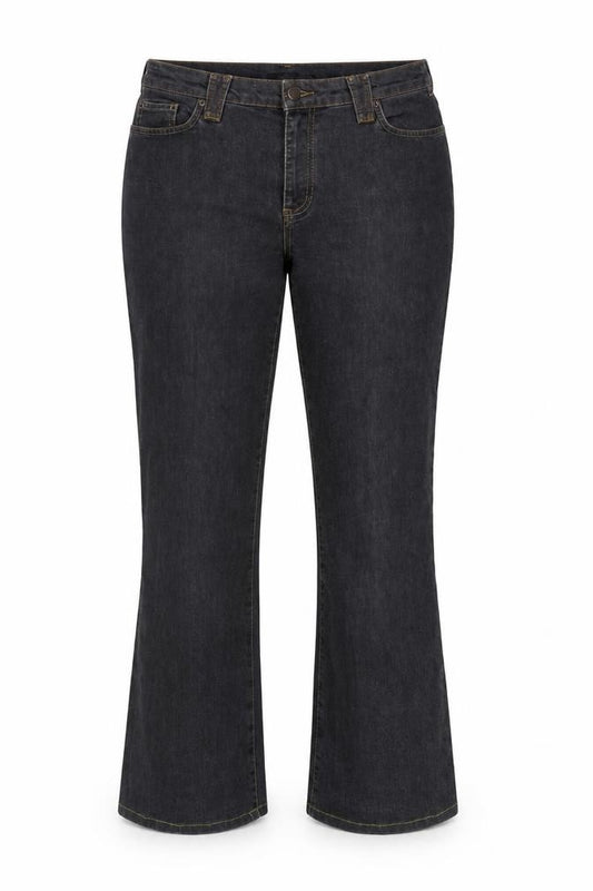 Front view of Cecil women’s black denim bootcut jeans, size UK 33, in, 29-inch leg