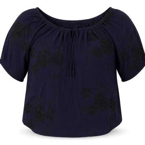 LIV Los angeles Womens Blue Floral  Basic T-Shirt Size L