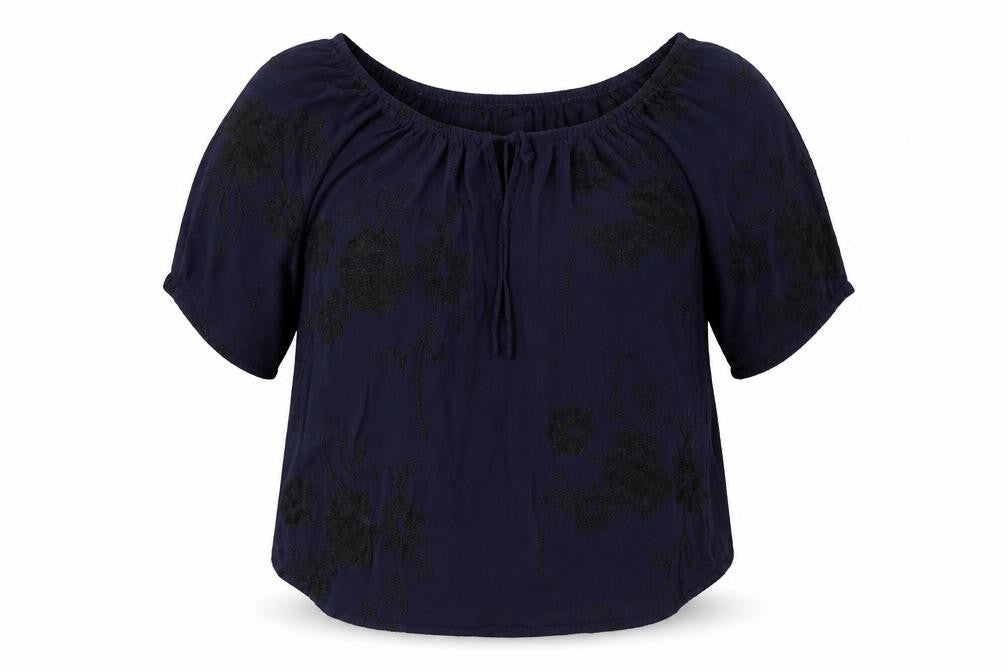 LIV Los angeles Womens Blue Floral  Basic T-Shirt Size L