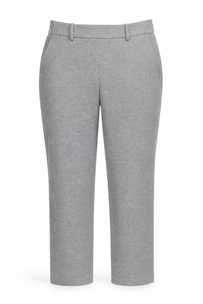 Front view of H&M women’s grey trousers, size UK 10, 25-inch leg