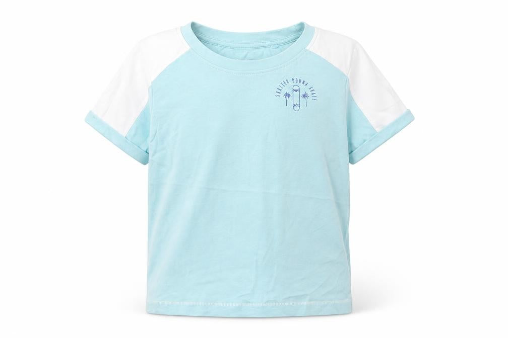 Front view of Lily & dan boys’ blue basic t-shirt, size 3-4, years