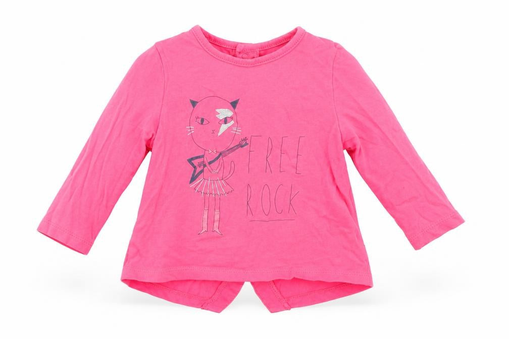 Front view of Billieblush girls’ pink basic t-shirt, size 6-9, months