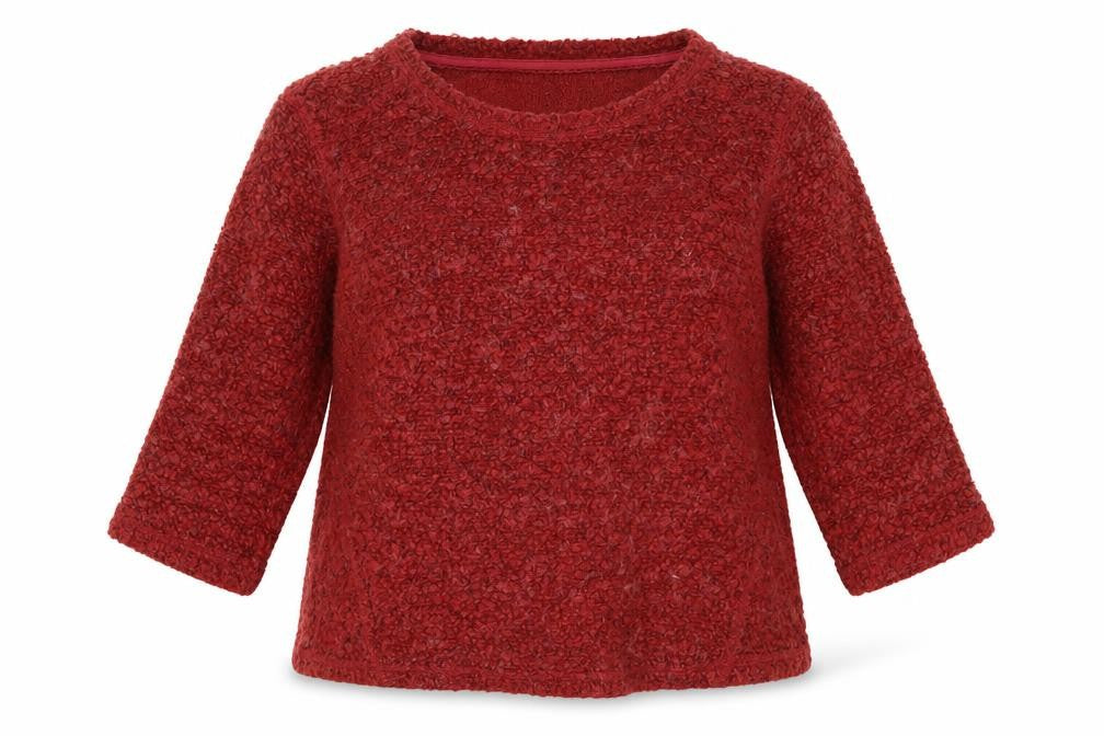 Front view of Marks & Spencer women’s red jumper, size UK 12