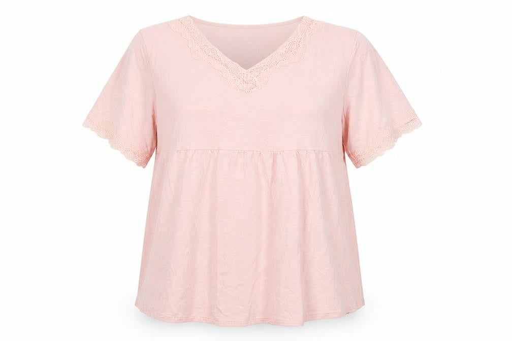 Front view of Slenderella women’s pink top pyjama top, size UK 16