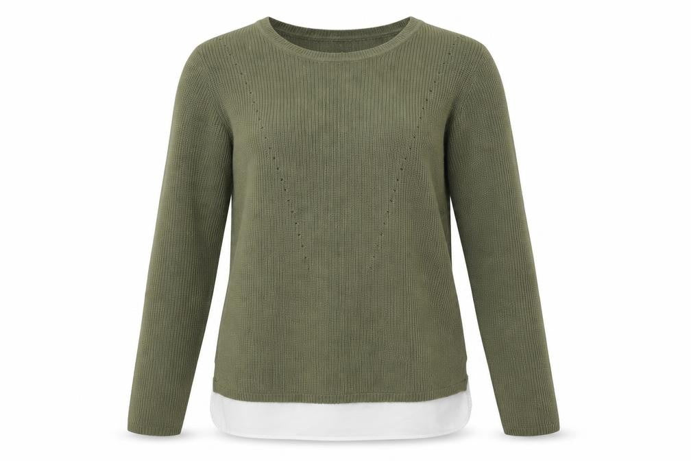 Front view of Dorothy Perkins women’s green knit jumper, size UK 8