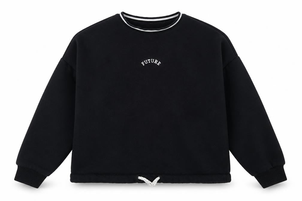 Front view of Marks & Spencer boys’ black pullover sweatshirt, size 10-11, years