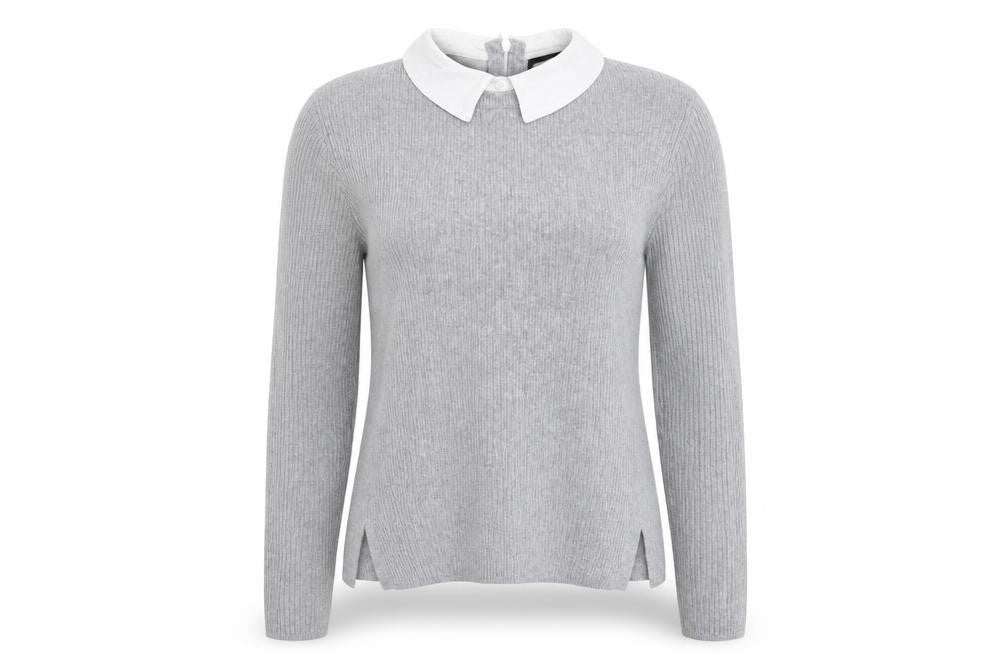 Front view of Topshop women’s grey knit jumper, size UK 8