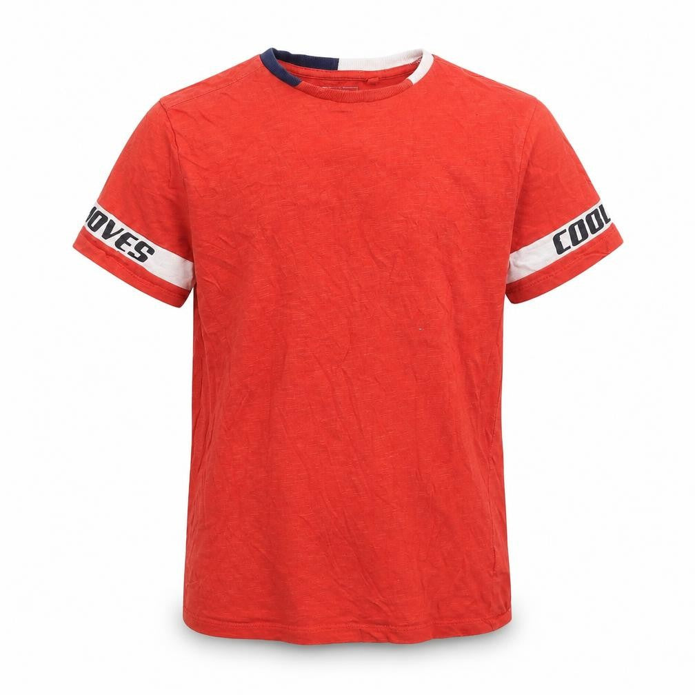 Front view of Next boys’ red basic t-shirt, size 11, years