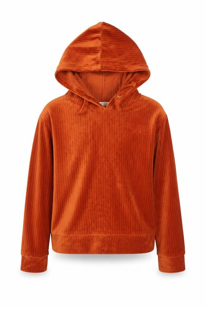 Front view of Matalan girls’ orange pullover hoodie, size 10, years