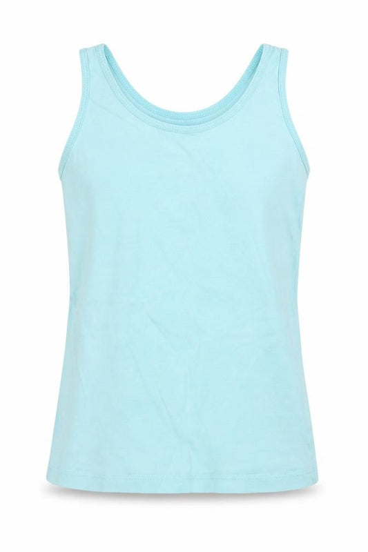 Front view of Primark girls’ blue basic tank, size 7, years