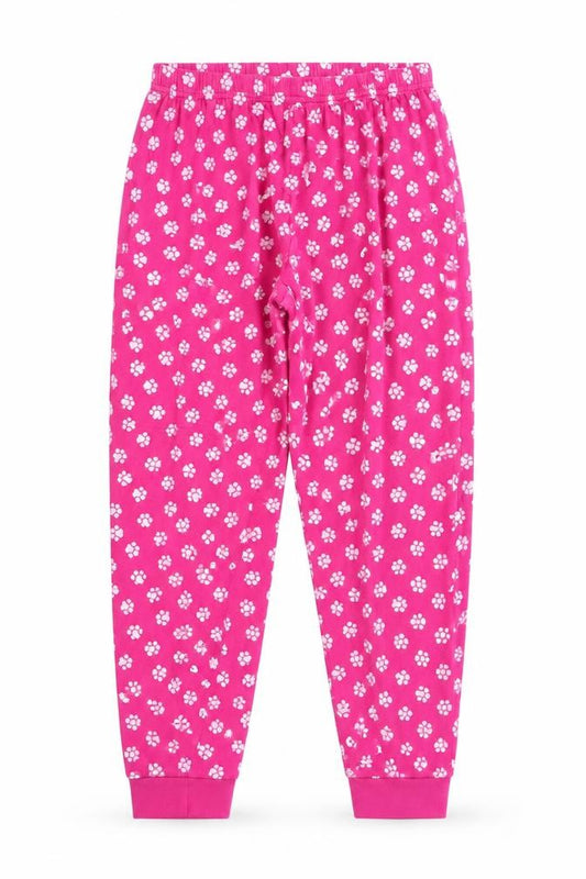 Front view of Pajama Factory girls’ pink pyjama pants, size 9-10, years