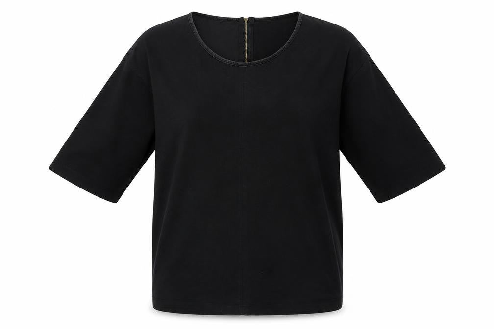 Front view of ESMARA women’s black basic t-shirt, size S
