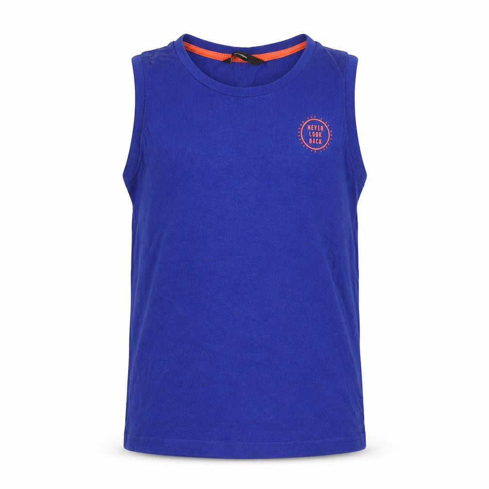 Front view of George boys’ blue basic tank, size 6-7, years