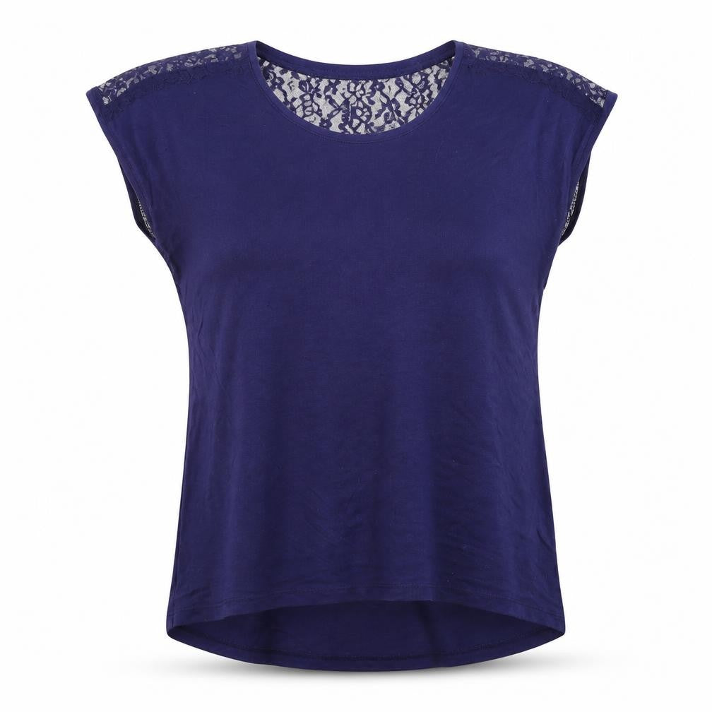 Front view of Dorothy Perkins women’s blue basic tank, size UK 10