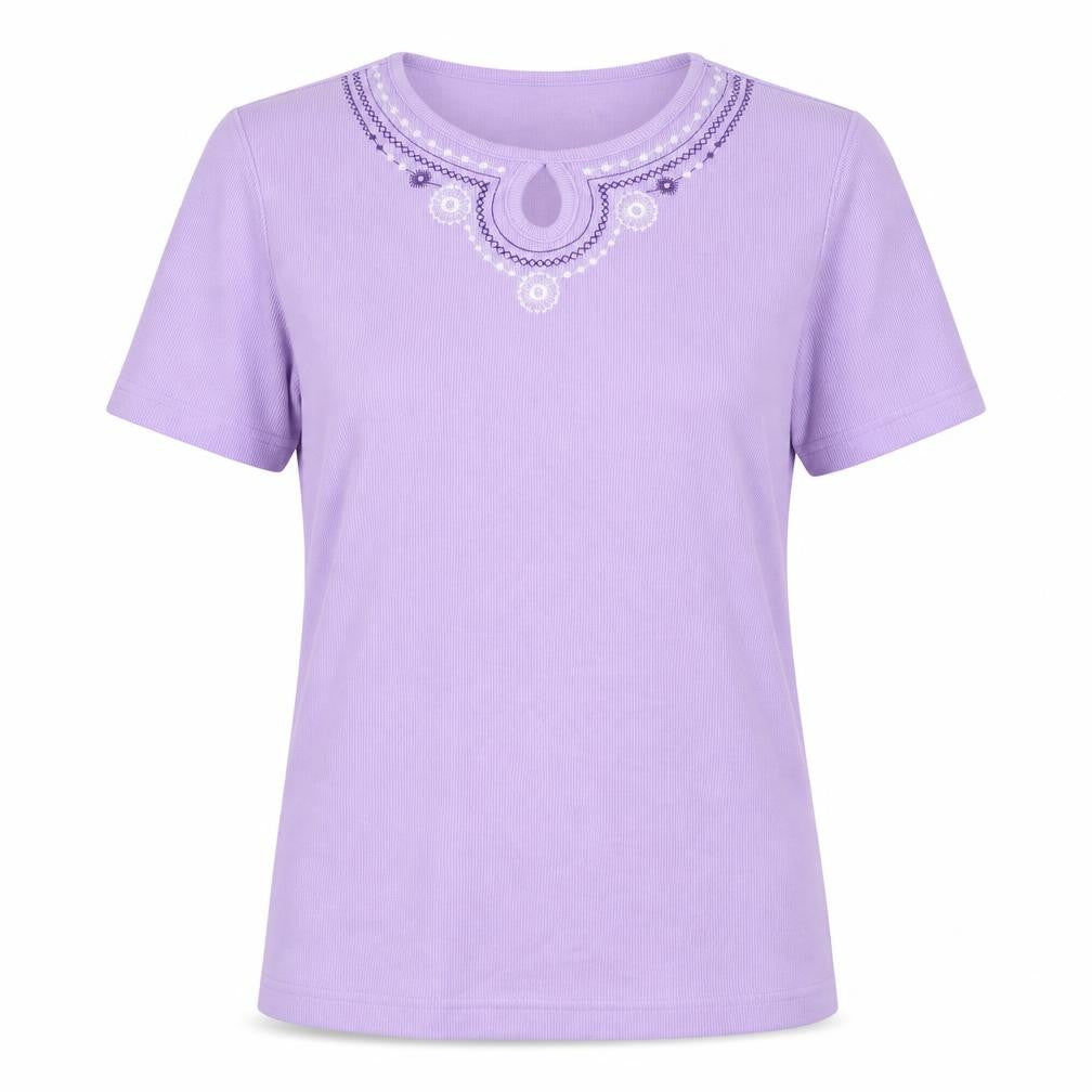 Front view of Bonmarché women’s pink basic t-shirt, size S