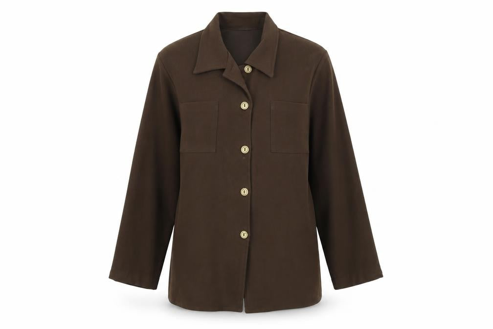 Front view of SALOOS women’s brown jacket blazer, size UK 14