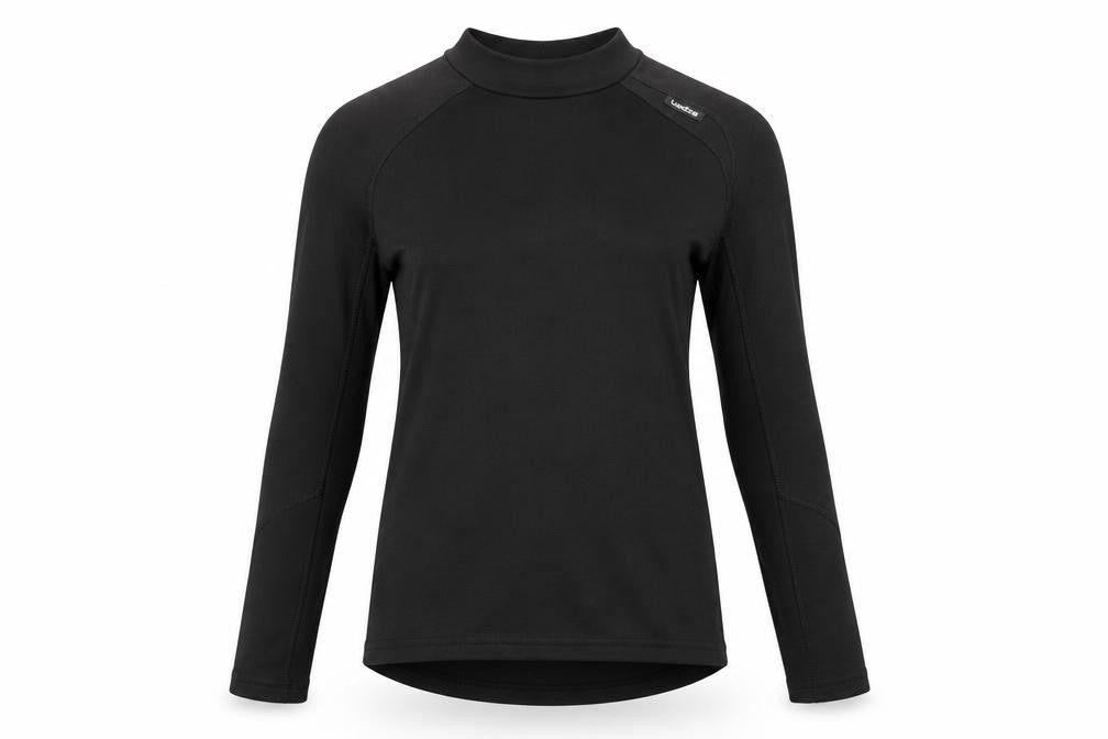 Front view of Decathlon girls’ black basic t-shirt, size S