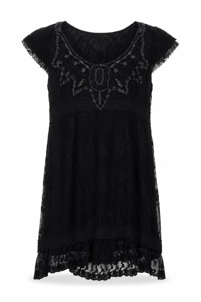Front view of Miss Selfridge women’s black a-line, size UK 10