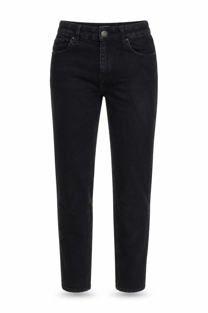 Front view of New Look women’s black straight jeans, size UK 8, 24-inch leg