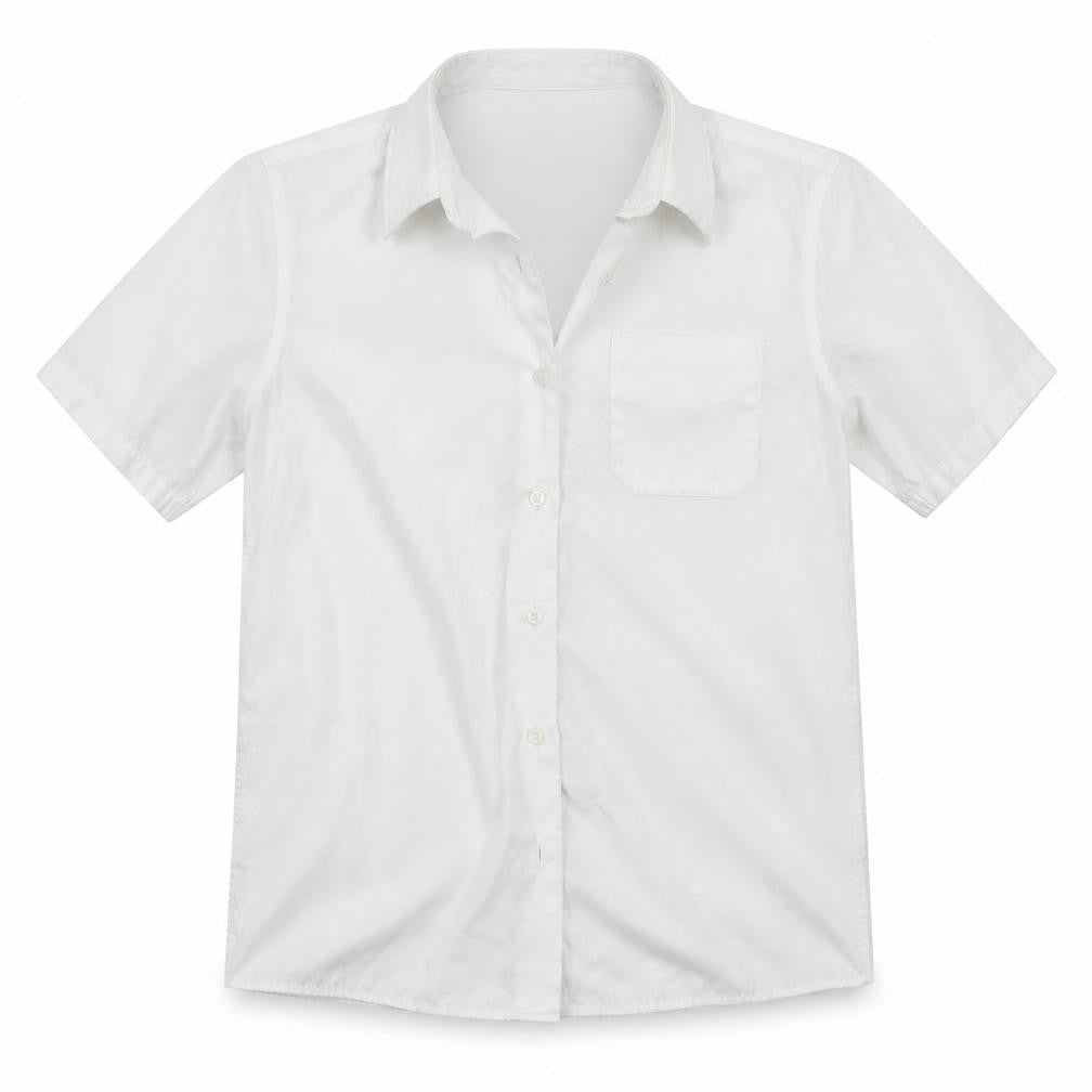 Front view of Marks & Spencer boys’ white basic button-up, size 12-13, years