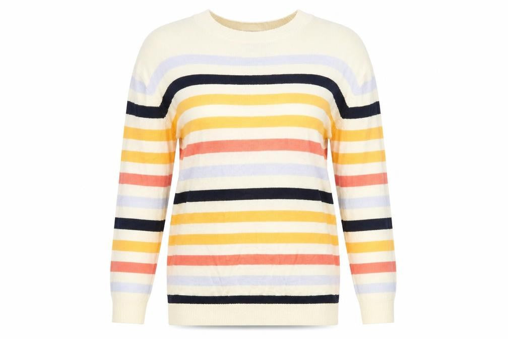 Front view of Marks & Spencer women’s multicoloured striped jumper, size XS