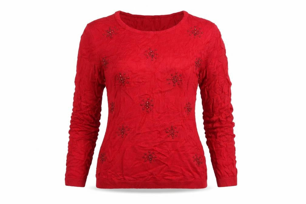 Front view of Isle women’s red jumper, size S