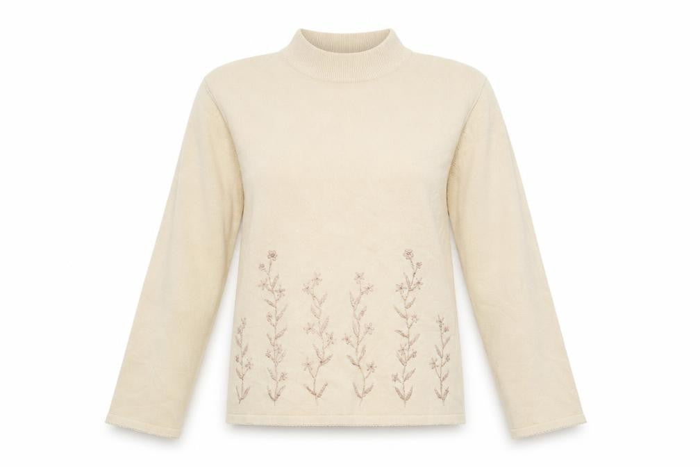 Front view of Bonmarché women’s beige jumper, size M