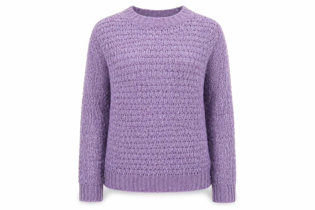 Front view of very women’s purple henley jumper, size UK 8