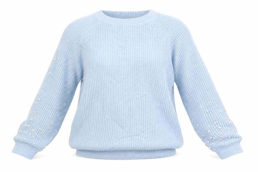 Front view of Marks & Spencer women’s blue jumper, size S