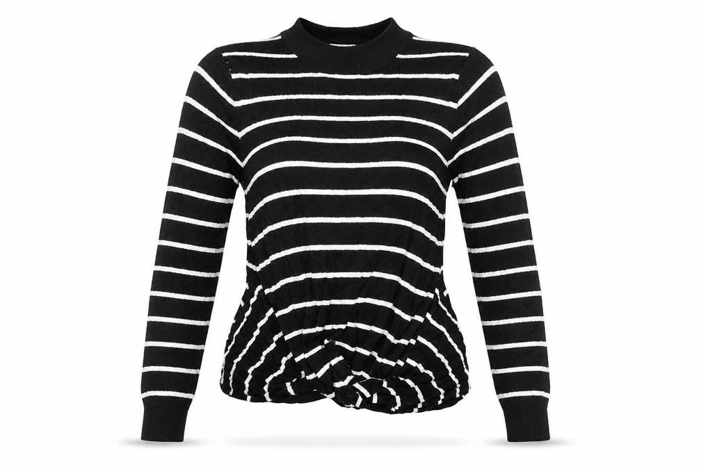 Front view of Topshop women’s multicoloured striped jumper, size XS
