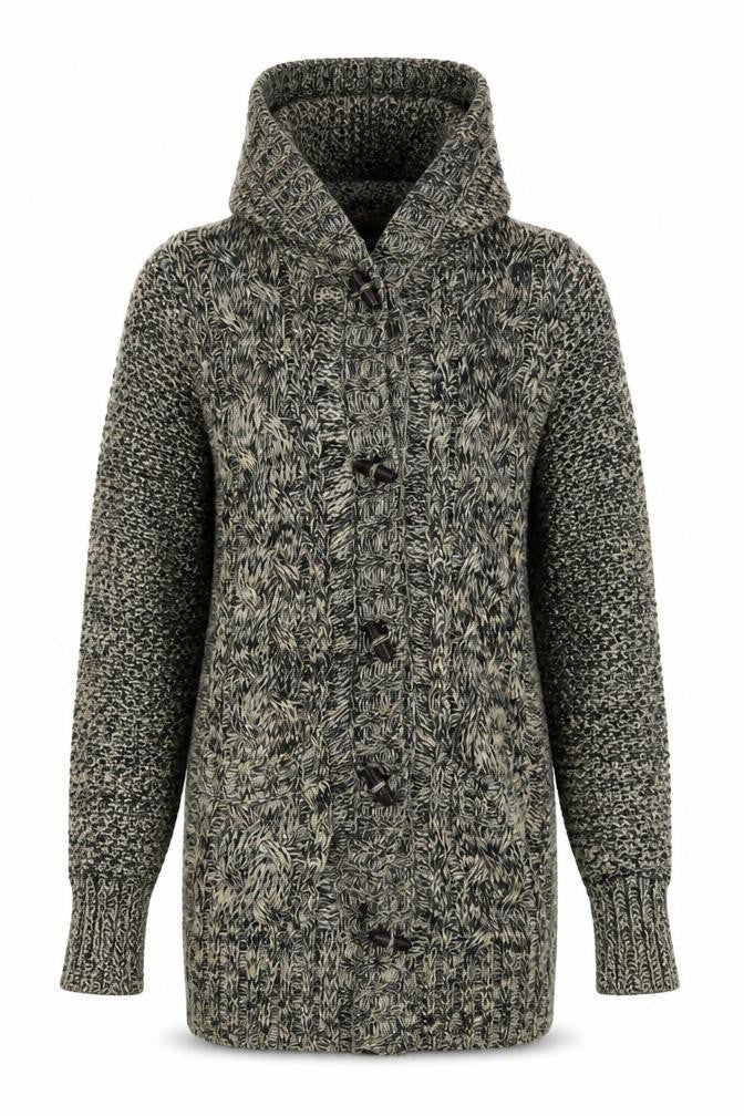 Front view of H&M women’s multicoloured cardigan jumper, size UK 10