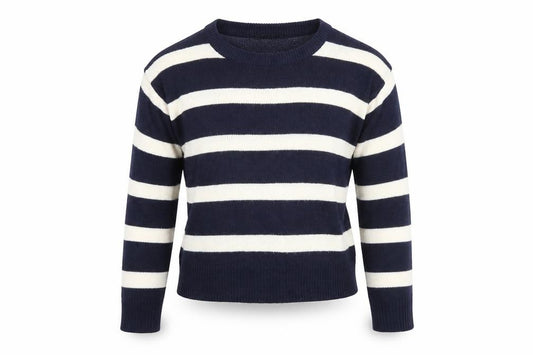 Front view of Brave Soul women’s multicoloured striped henley jumper, size XS